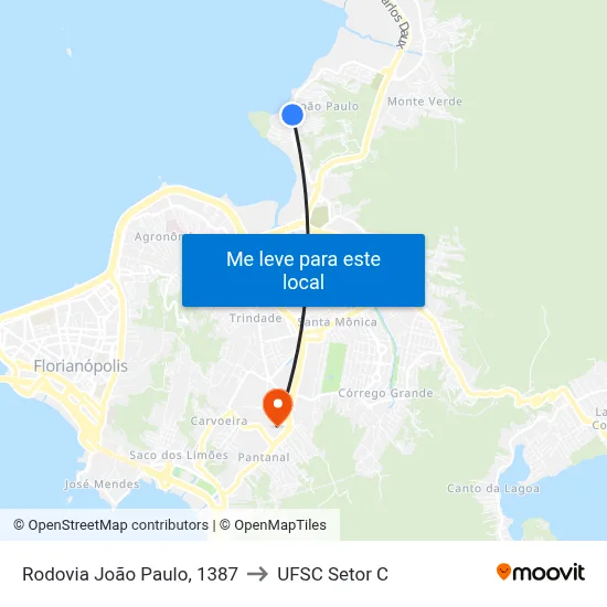 Rodovia João Paulo, 1387 to UFSC Setor C map