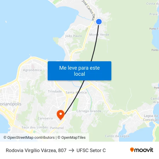 Rodovia Virgílio Várzea, 807 to UFSC Setor C map