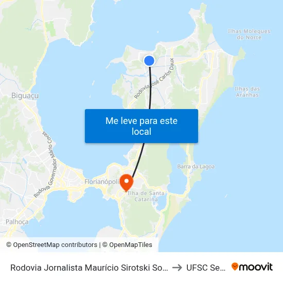 Rodovia Jornalista Maurício Sirotski Sobrinho, 5033 to UFSC Setor C map