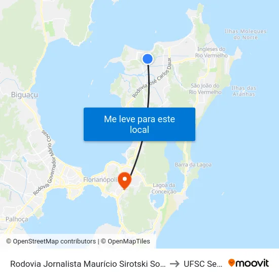 Rodovia Jornalista Maurício Sirotski Sobrinho, 5243 to UFSC Setor C map