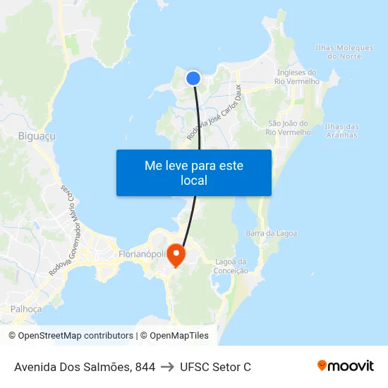 Avenida Dos Salmões, 844 to UFSC Setor C map