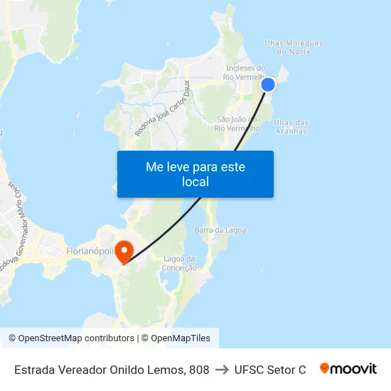 Estrada Vereador Onildo Lemos, 808 to UFSC Setor C map