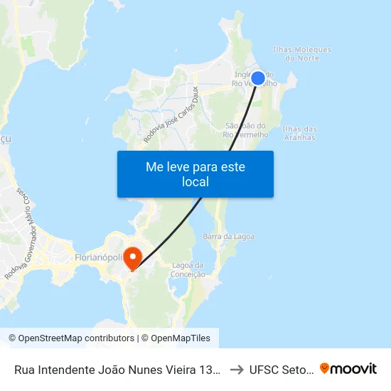 Rua Intendente João Nunes Vieira 1346346 to UFSC Setor C map