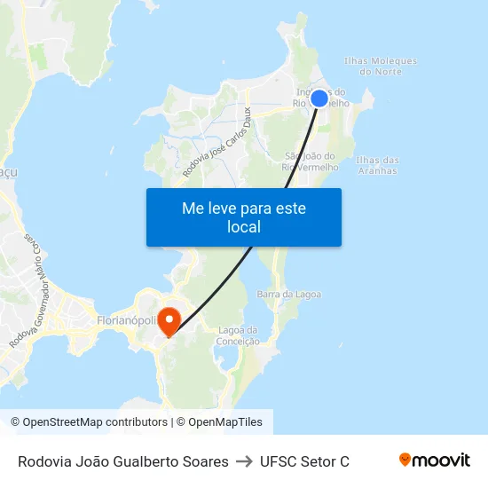 Rodovia João Gualberto Soares to UFSC Setor C map