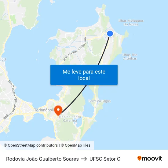 Rodovia João Gualberto Soares to UFSC Setor C map