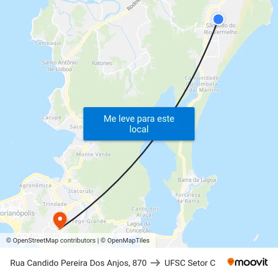 Rua Candido Pereira Dos Anjos, 870 to UFSC Setor C map