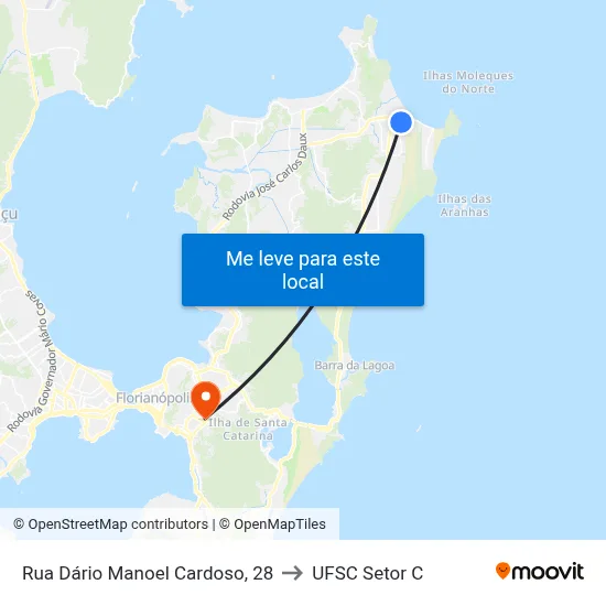 Rua Dário Manoel Cardoso, 28 to UFSC Setor C map