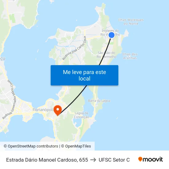 Estrada Dário Manoel Cardoso, 655 to UFSC Setor C map