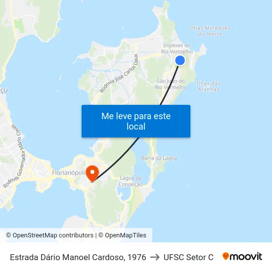 Estrada Dário Manoel Cardoso, 1976 to UFSC Setor C map