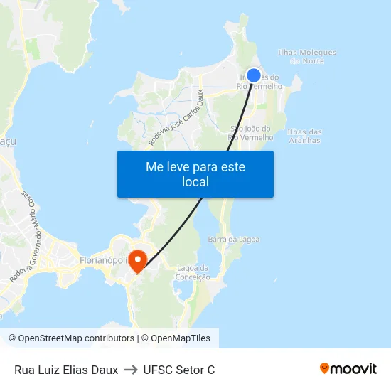 Rua Luiz Elias Daux to UFSC Setor C map