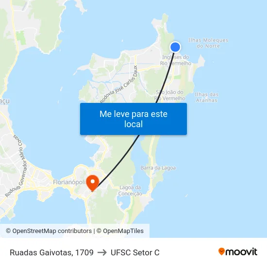 Ruadas Gaivotas, 1709 to UFSC Setor C map