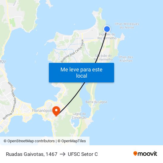 Ruadas Gaivotas, 1467 to UFSC Setor C map