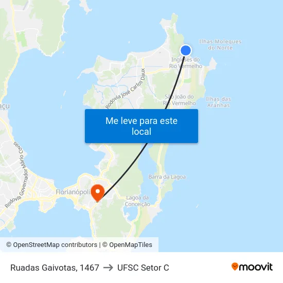 Ruadas Gaivotas, 1467 to UFSC Setor C map