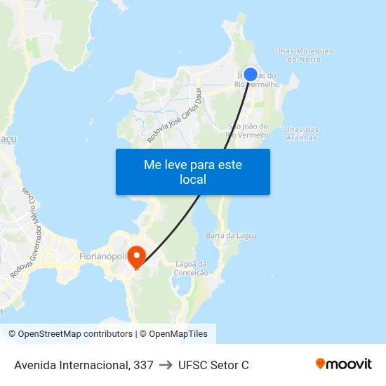 Avenida Internacional, 337 to UFSC Setor C map