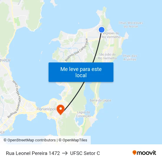 Rua Leonel Pereira 1472 to UFSC Setor C map