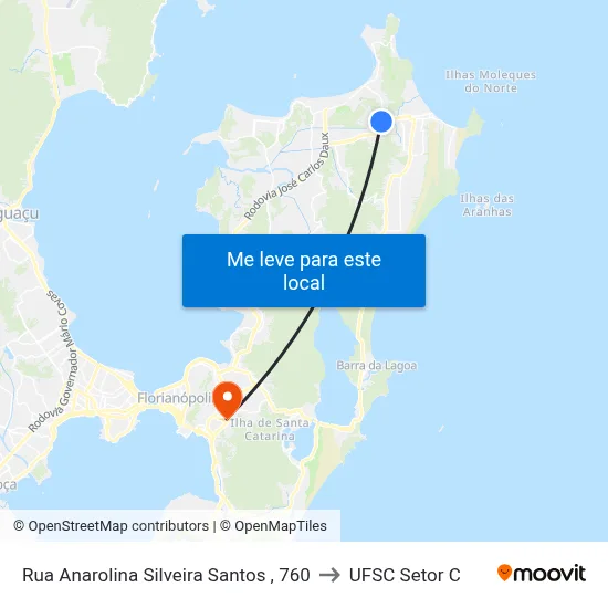 Rua Anarolina Silveira Santos , 760 to UFSC Setor C map