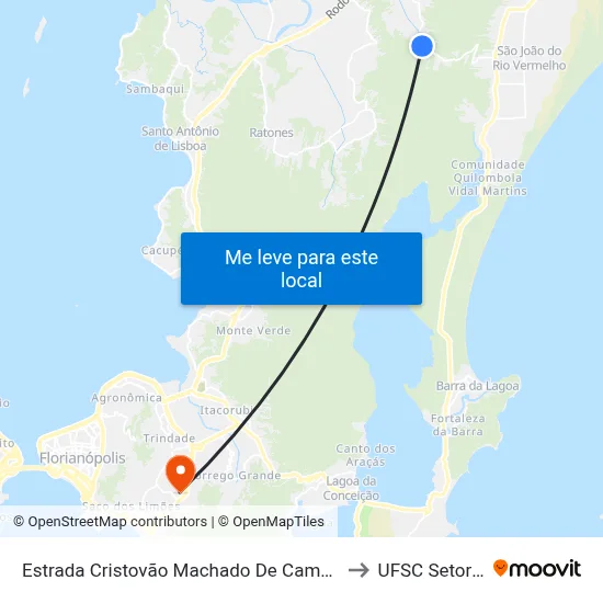 Estrada Cristovão Machado De Campos to UFSC Setor C map