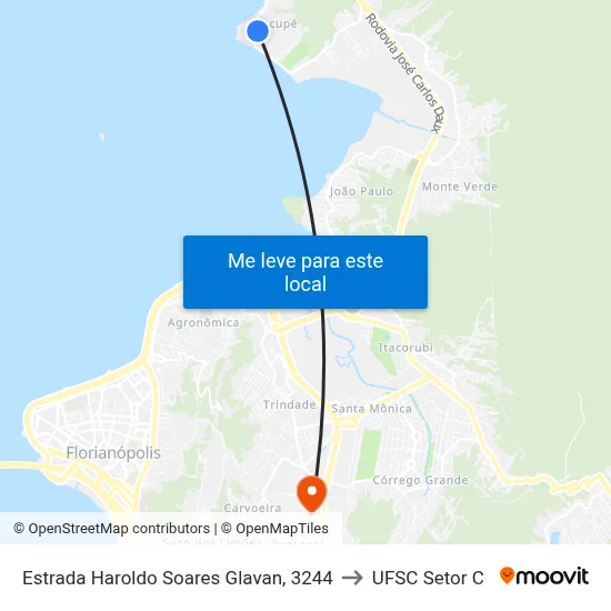 Estrada Haroldo Soares Glavan, 3244 to UFSC Setor C map