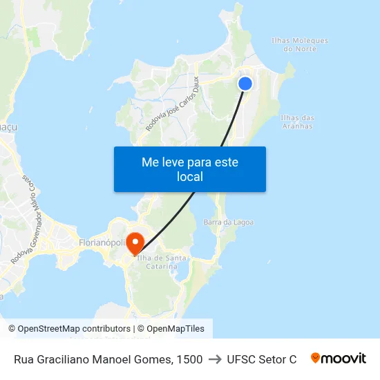 Rua Graciliano Manoel Gomes, 1500 to UFSC Setor C map