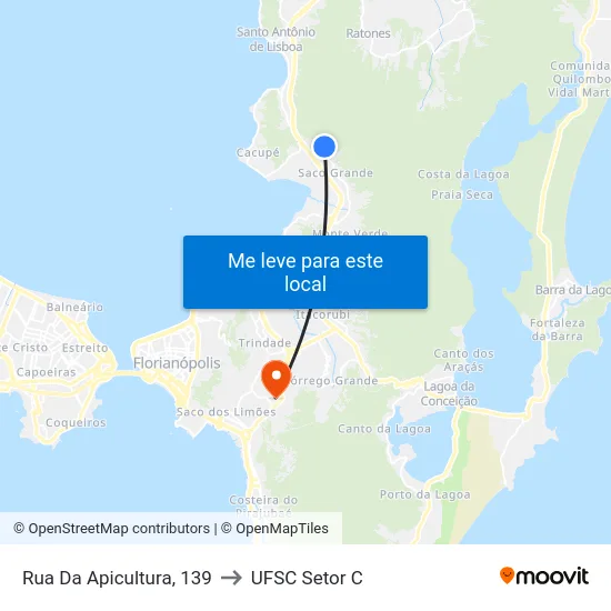 Rua Da Apicultura, 139 to UFSC Setor C map