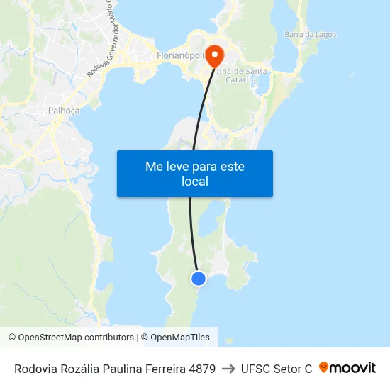 Rodovia Rozália Paulina Ferreira 4879 to UFSC Setor C map