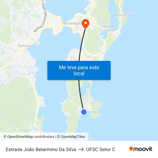 Estrada João Belarmino Da Silva to UFSC Setor C map