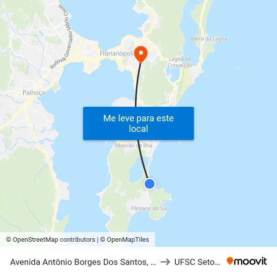 Avenida Antônio Borges Dos Santos, 352 to UFSC Setor C map