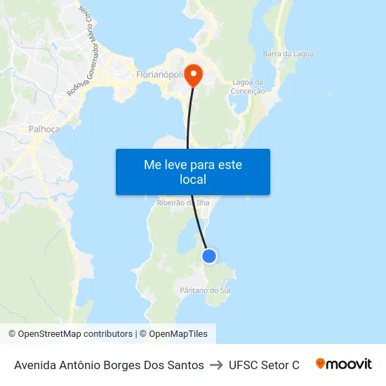 Avenida Antônio Borges Dos Santos to UFSC Setor C map