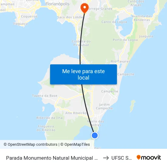 Parada Monumento Natural Municipal  Da Lagoa Do Peri to UFSC Setor C map