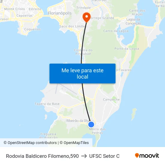Rodovia Baldicero Filomeno,590 to UFSC Setor C map