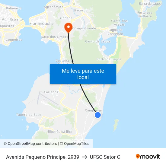 Avenida Pequeno Príncipe, 2939 to UFSC Setor C map