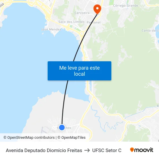 Avenida Deputado Diomício Freitas to UFSC Setor C map