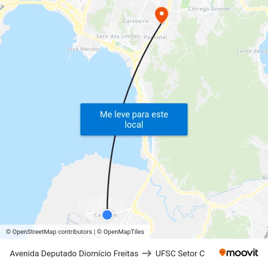 Avenida Deputado Diomício Freitas to UFSC Setor C map