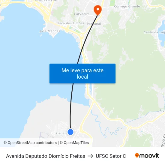 Avenida Deputado Diomício Freitas to UFSC Setor C map