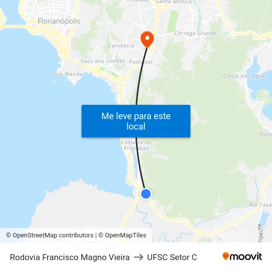 Rodovia Francisco Magno Vieira to UFSC Setor C map