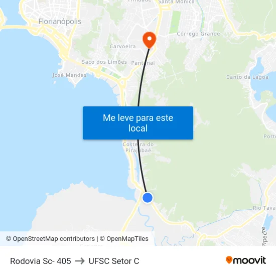 Rodovia Francisco Magno Vieira,400 to UFSC Setor C map