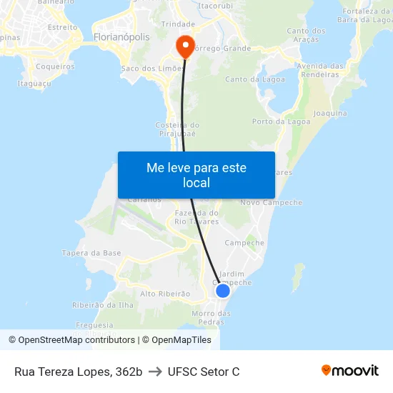 Rua Tereza Lopes, 362b to UFSC Setor C map