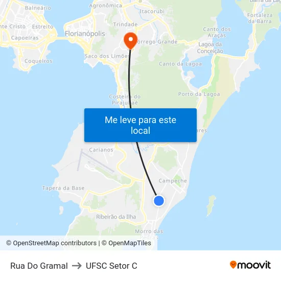 Rua Do Gramal to UFSC Setor C map