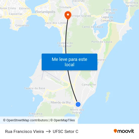 Rua Francisco Vieira to UFSC Setor C map