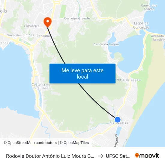 Rodovia Doutor Antônio Luiz Moura Gonzaga to UFSC Setor C map