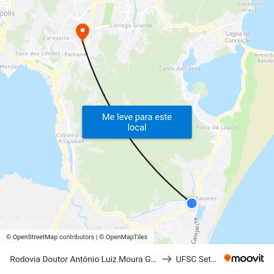 Rodovia Doutor Antônio Luiz Moura Gonzaga to UFSC Setor C map
