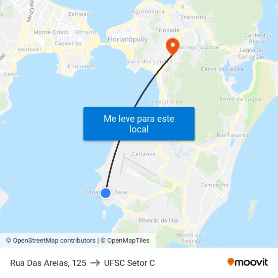 Rua Das Areias, 125 to UFSC Setor C map