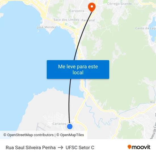 Rua Saul Oliveira to UFSC Setor C map