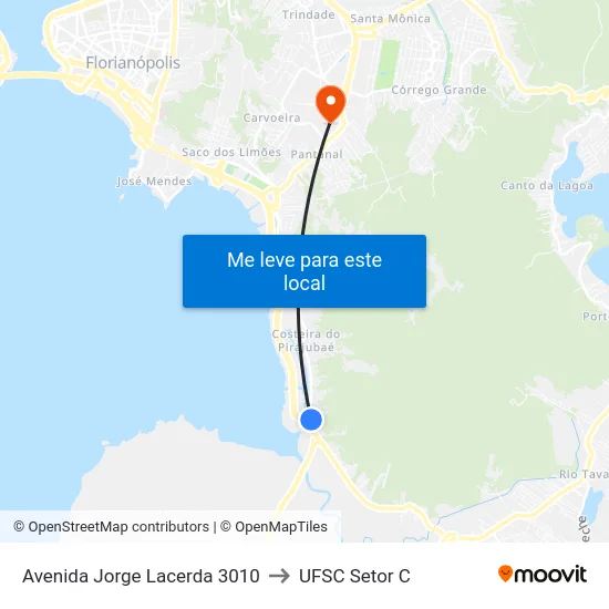 Avenida Jorge Lacerda 3010 to UFSC Setor C map