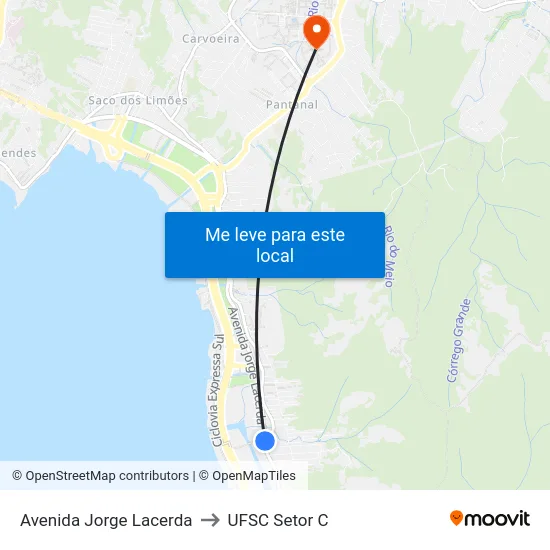 Avenida Jorge Lacerda to UFSC Setor C map