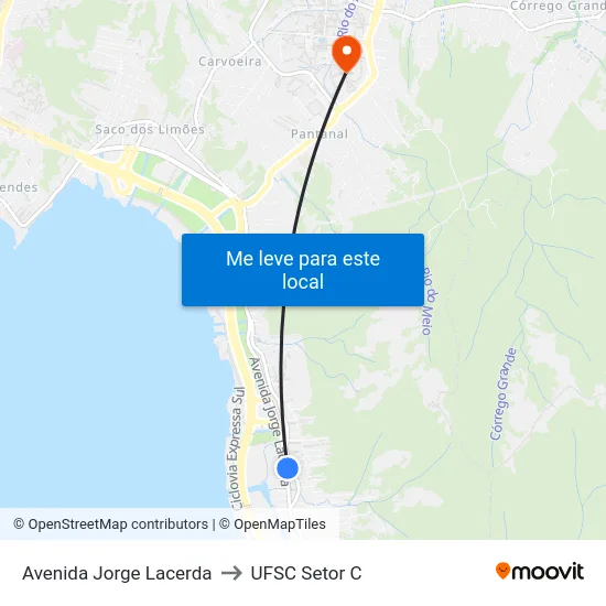 Avenida Jorge Lacerda to UFSC Setor C map