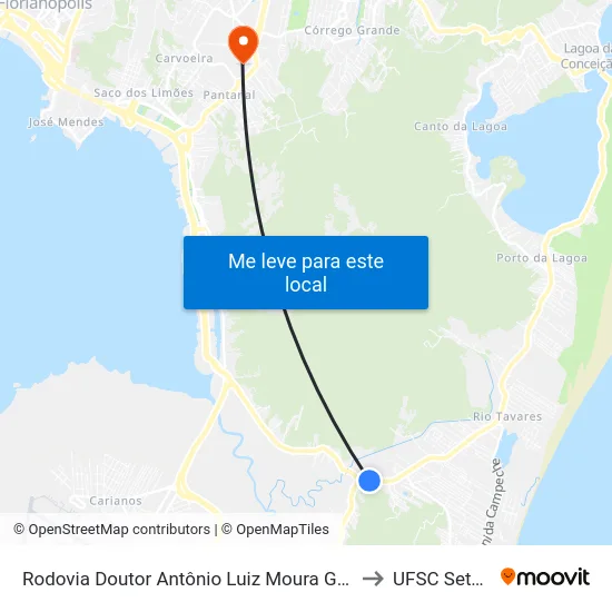 Rodovia Doutor Antônio Luiz Moura Gonzaga to UFSC Setor C map