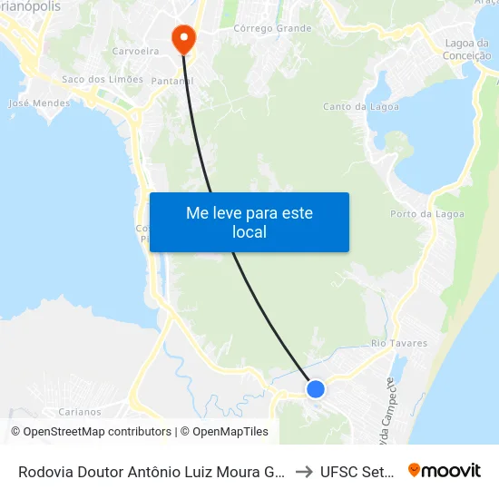 Rodovia Doutor Antônio Luiz Moura Gonzaga to UFSC Setor C map