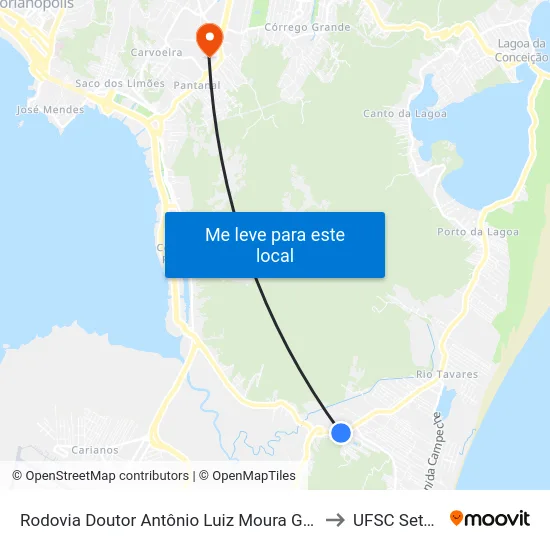 Rodovia Doutor Antônio Luiz Moura Gonzaga to UFSC Setor C map