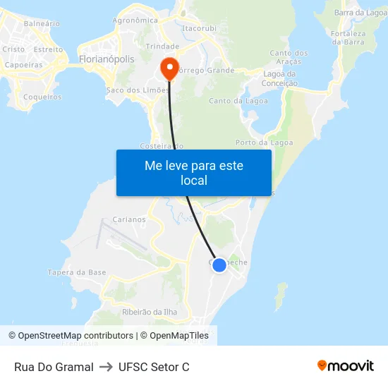 Rua Do Gramal to UFSC Setor C map